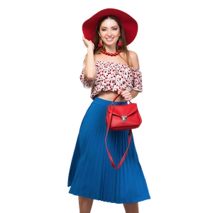 High Waist Pleated Midi Skirt